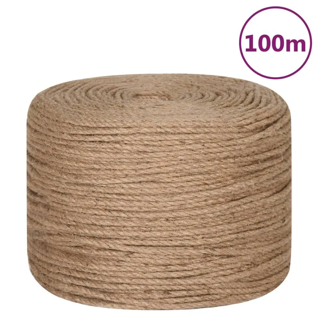 vidaXL Jutetau 100 m lang 6 mm tykk