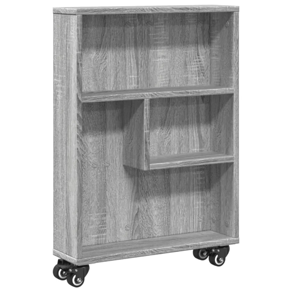 vidaXL Smal oppbevaringsvogn grå sonoma 48x13x68 cm konstruert tre