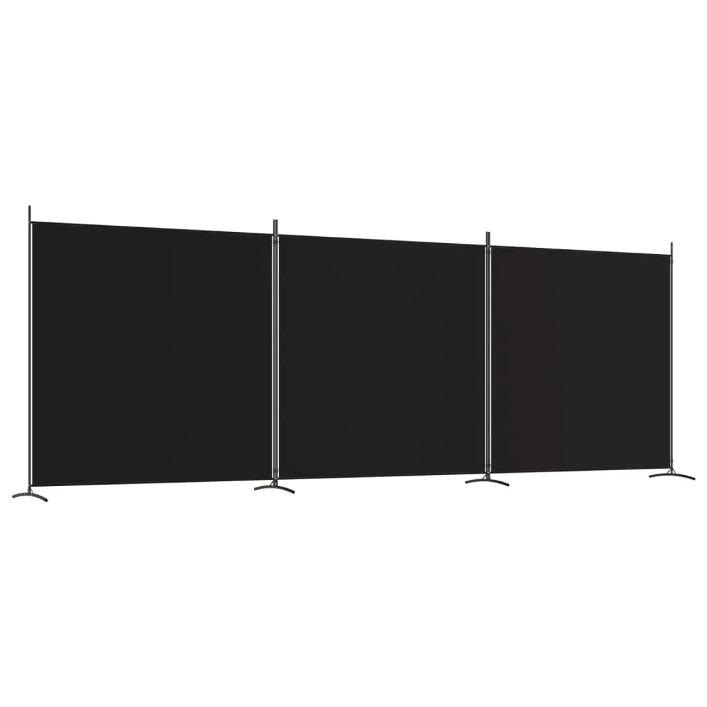 vidaXL Romdeler 3 paneler svart 525x180 cm stoff