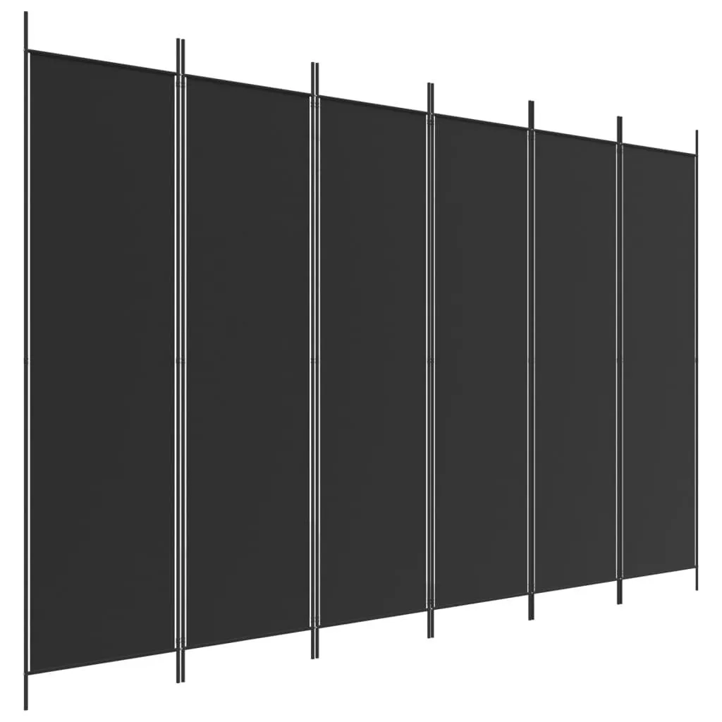 vidaXL Romdeler 6 paneler svart 300x200 cm stoff
