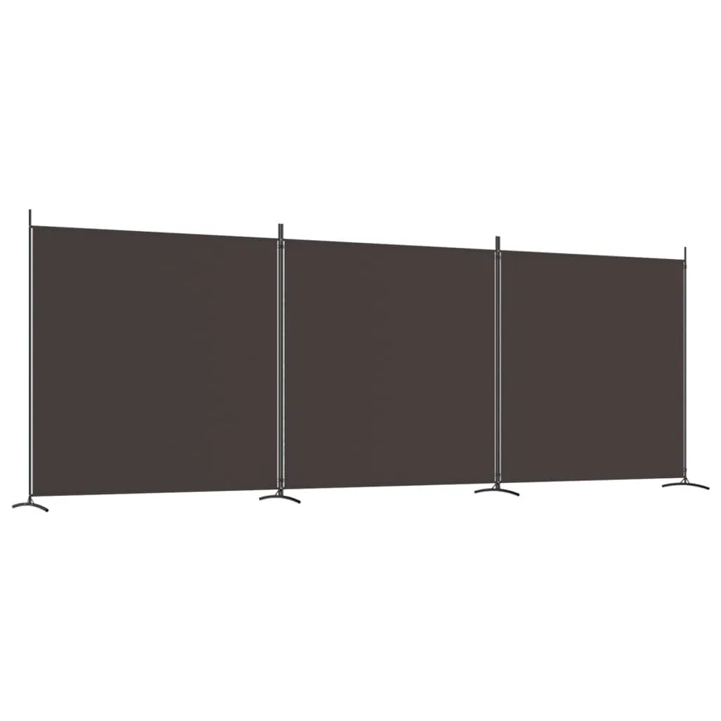 vidaXL Romdeler 3 paneler brun 525x180 cm stoff