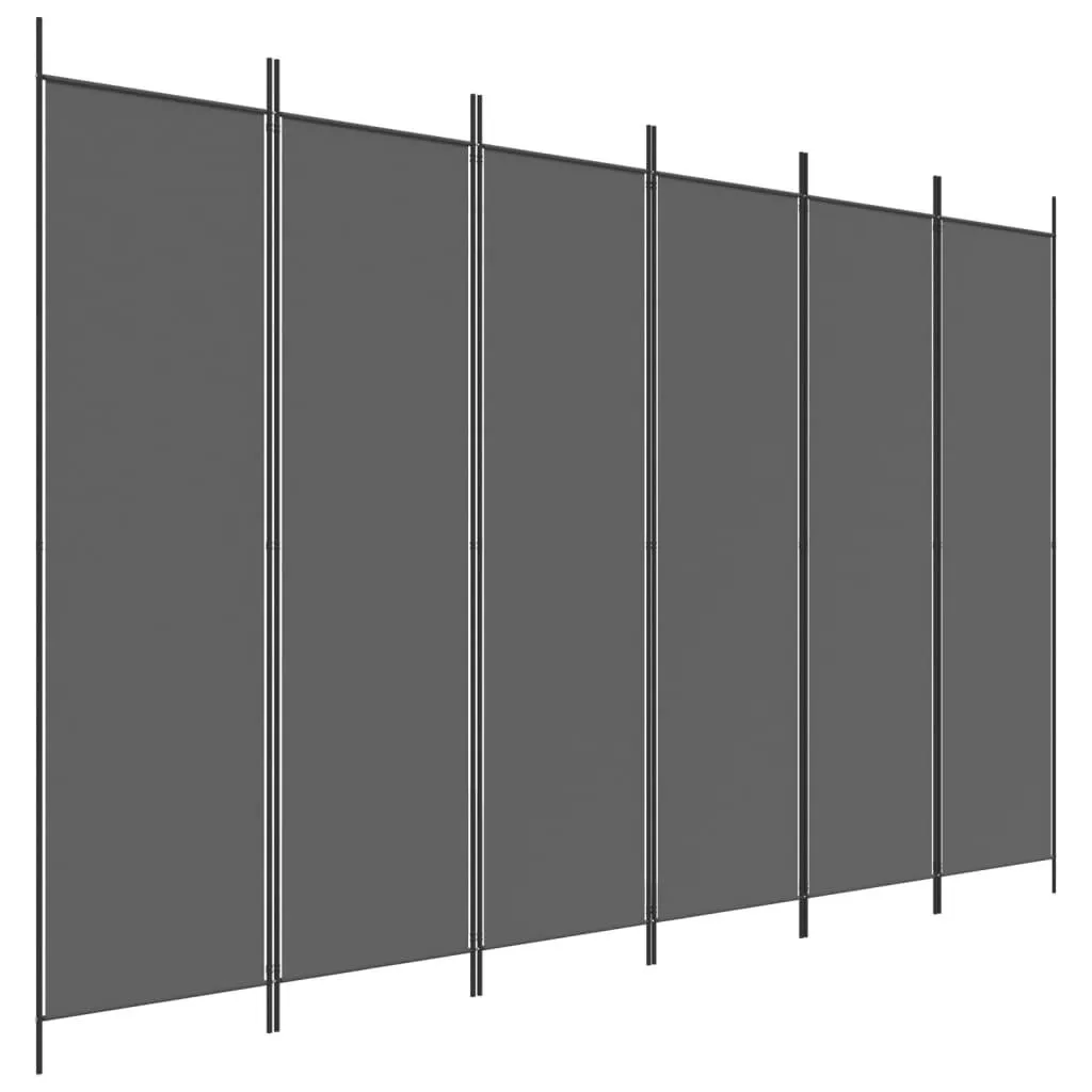 vidaXL Romdeler med 6 paneler antrasitt 300x200 cm stoff