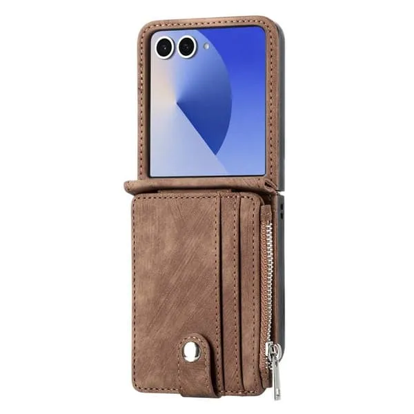 Retro Zipper 2in1 deksel Samsung Galaxy Z Flip 7 - Espresso noir