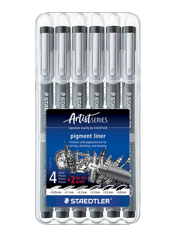 Staedtler Fineliner pigment liner black 6pcs