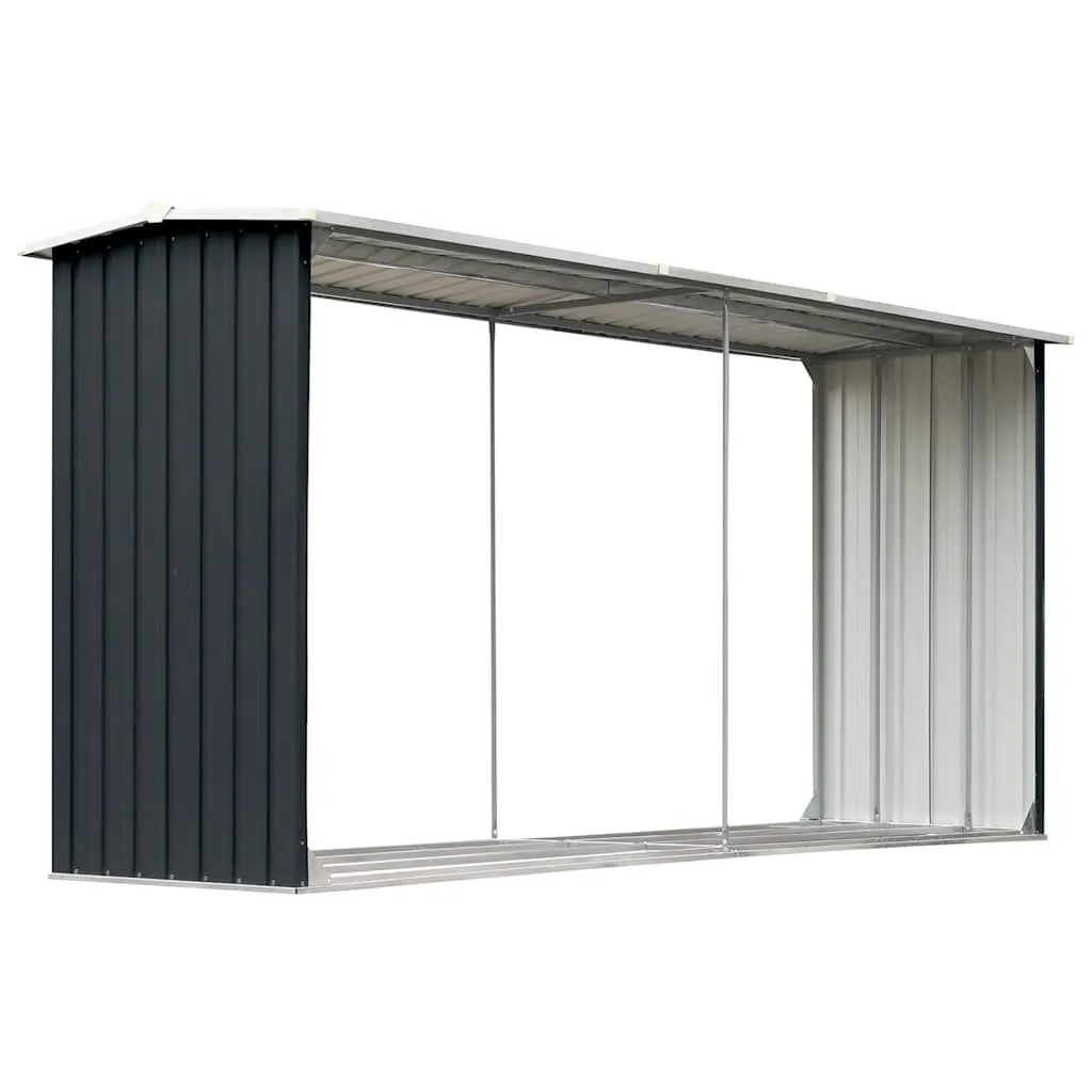 vidaXL Vedskjul galvanisert stål 330x92x153 cm antrasitt