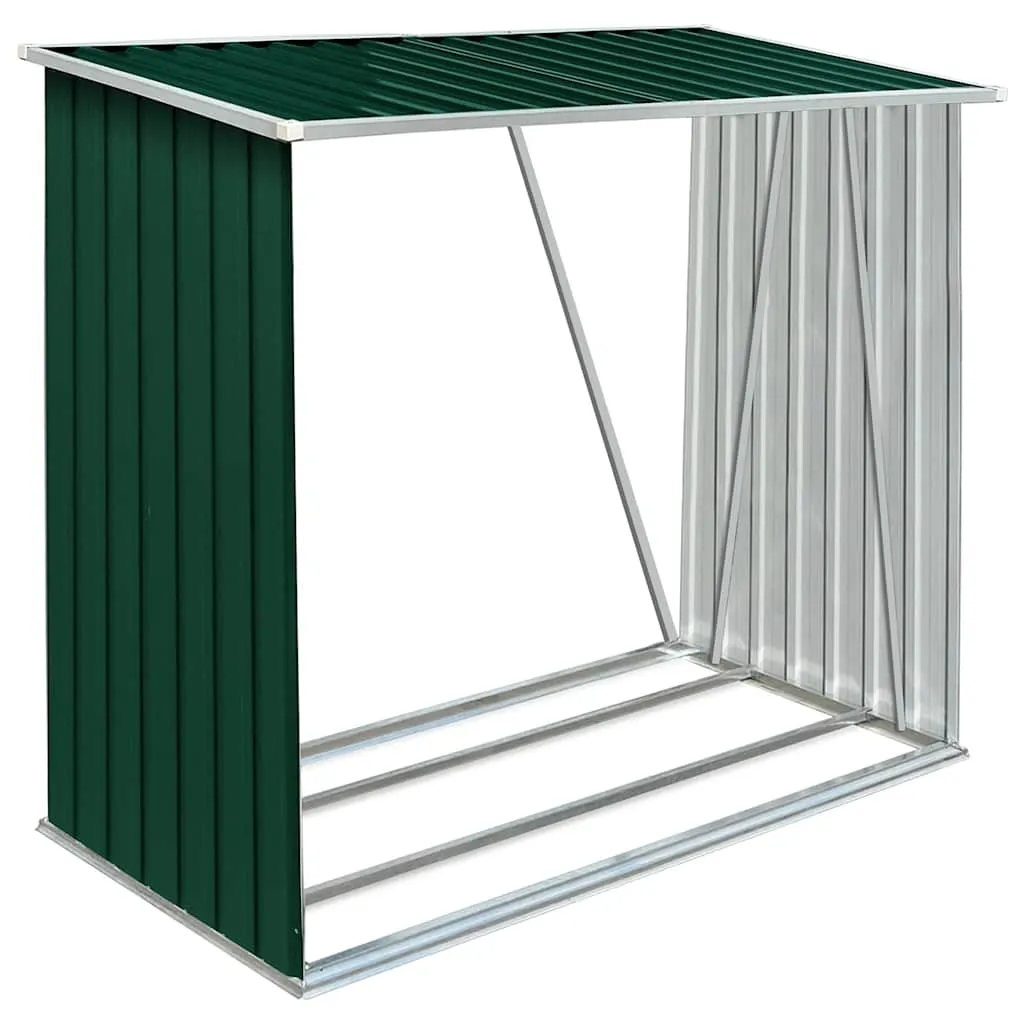 vidaXL Vedskjul galvanisert stål 163x83x154 cm grønn