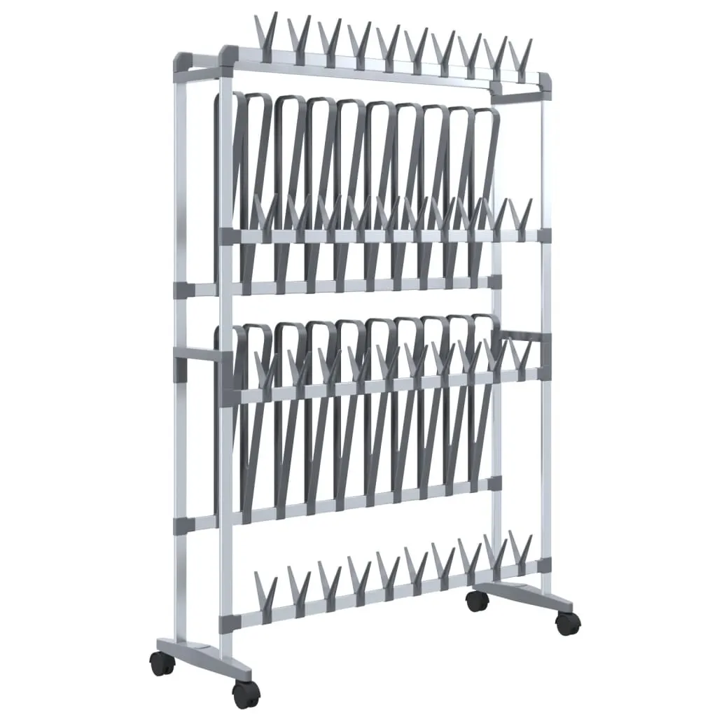 vidaXL Skostativ med hjul sølv 89x27x120 cm