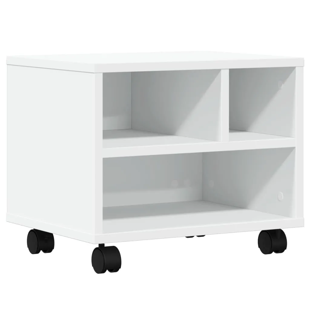 vidaXL Skriverstativ med hjul hvit 41x32x34,5 cm