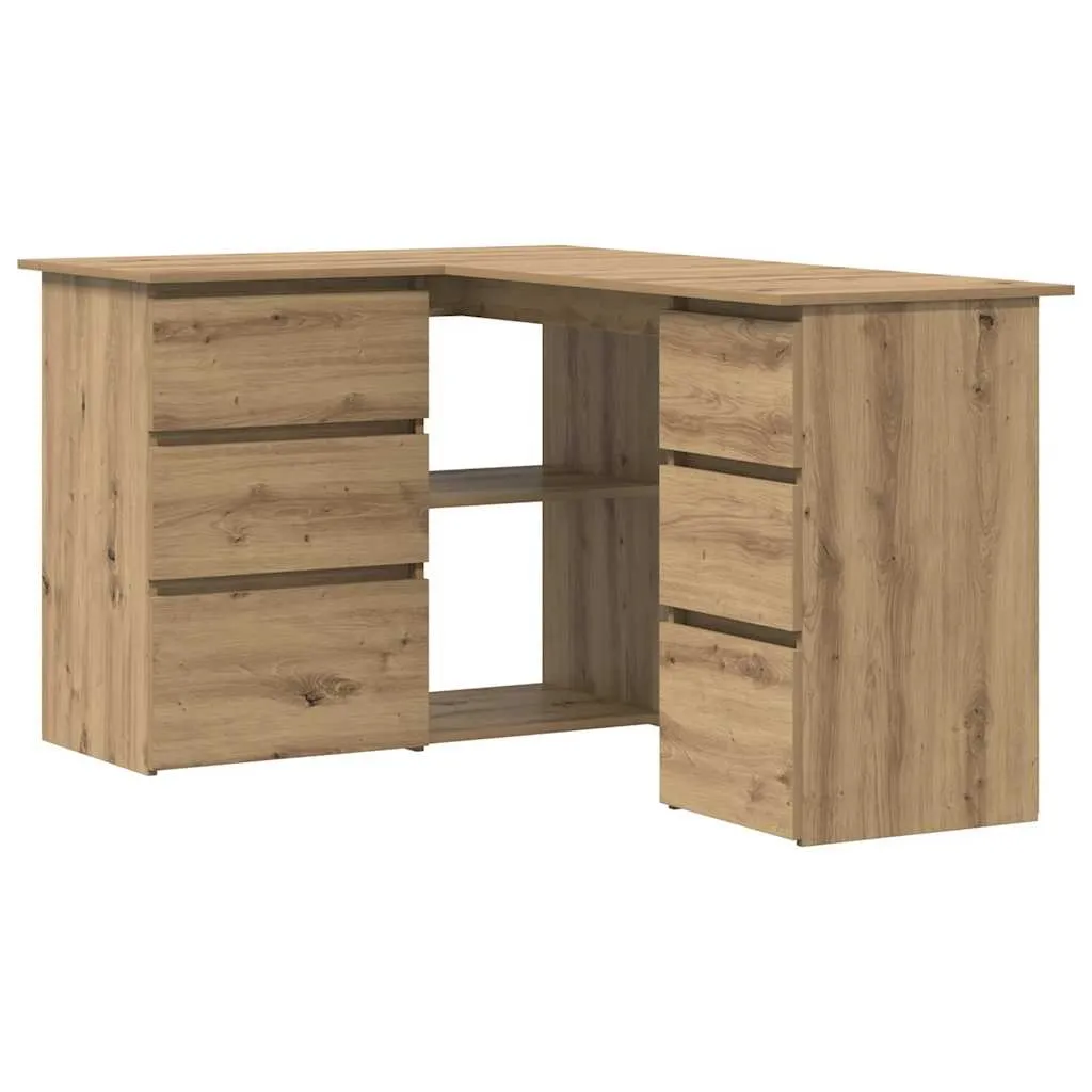 vidaXL Hjørnepult artisan eik 145x100x76 cm konstruert tre