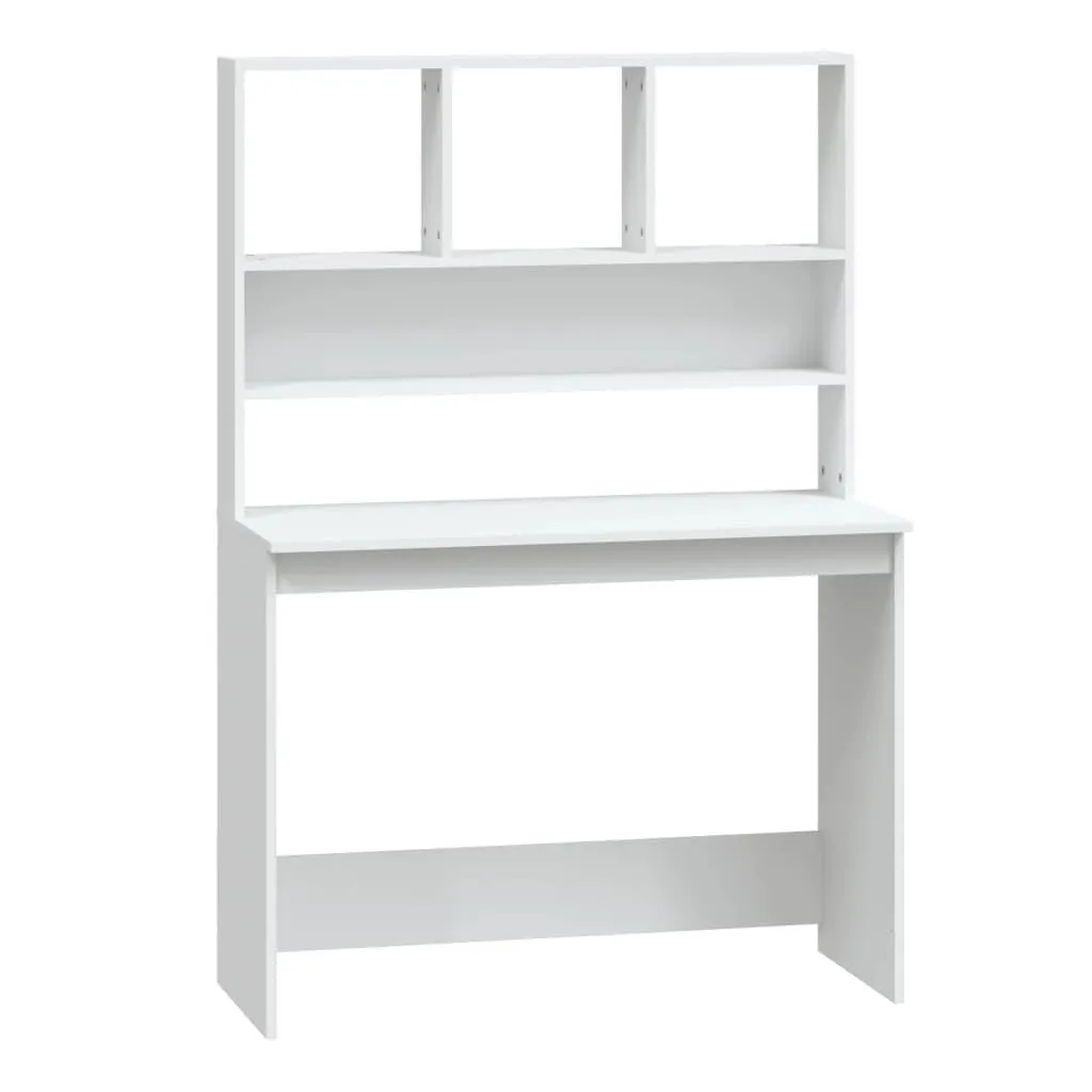 vidaXL Skrivebord med hyller hvit 102x45x148 cm konstruert tre
