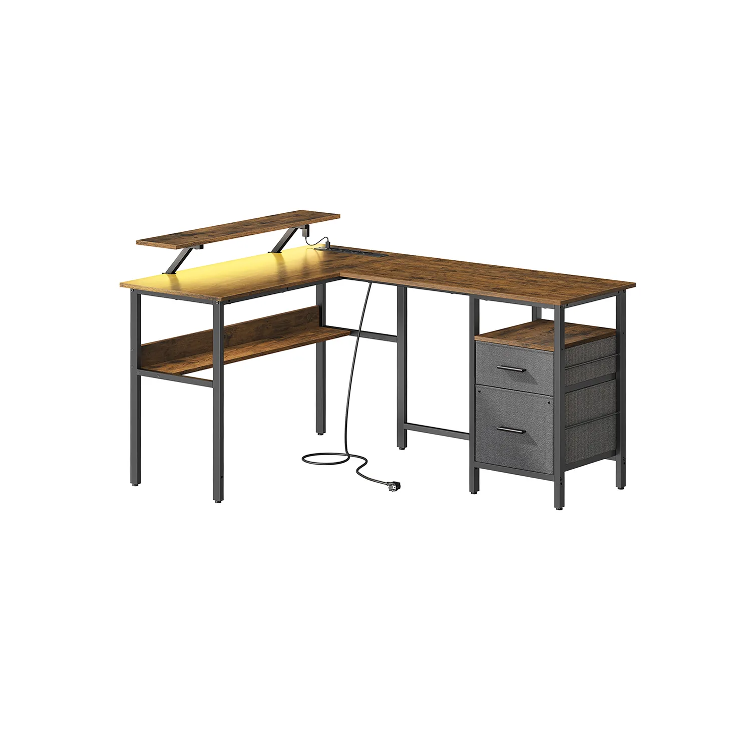 L-formet skrivebord, 150x120x76 cm