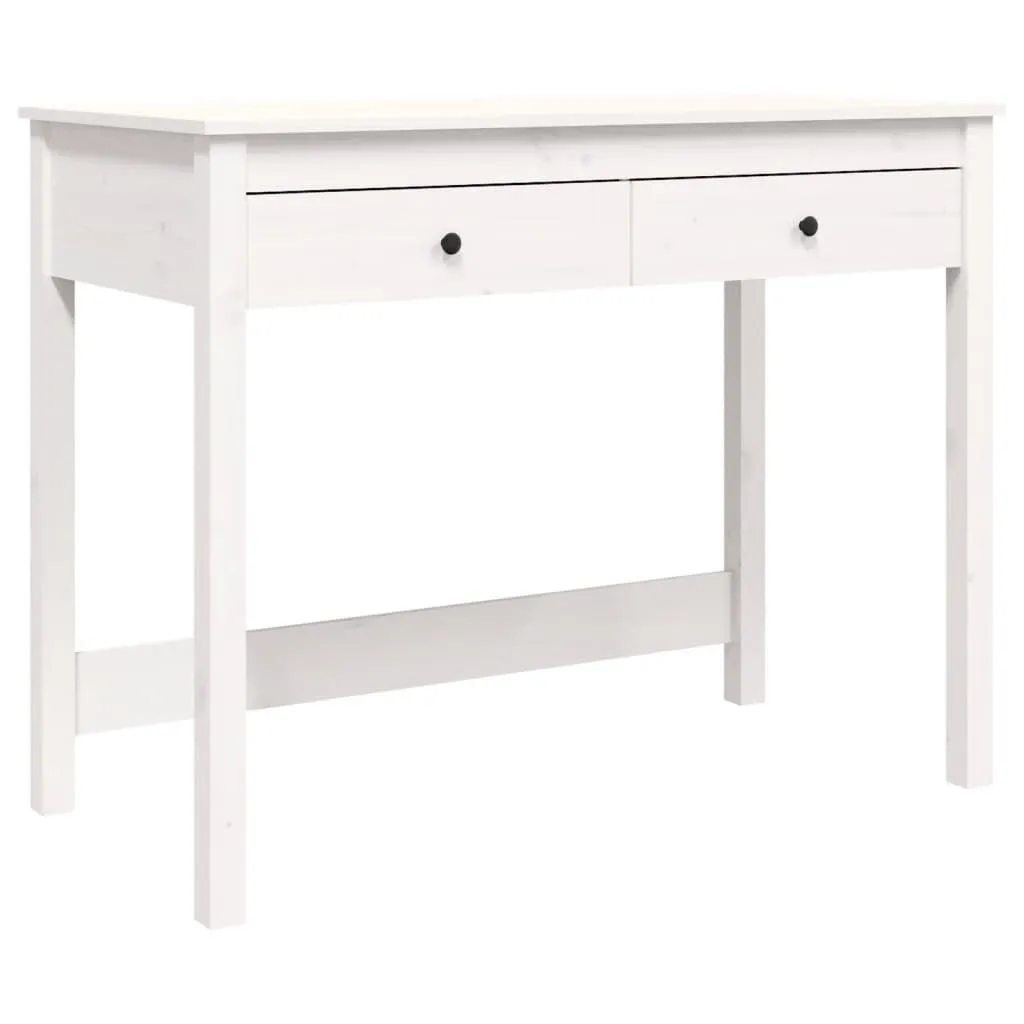 vidaXL Skrivebord med skuffer hvit 100x50x78 cm heltre furu