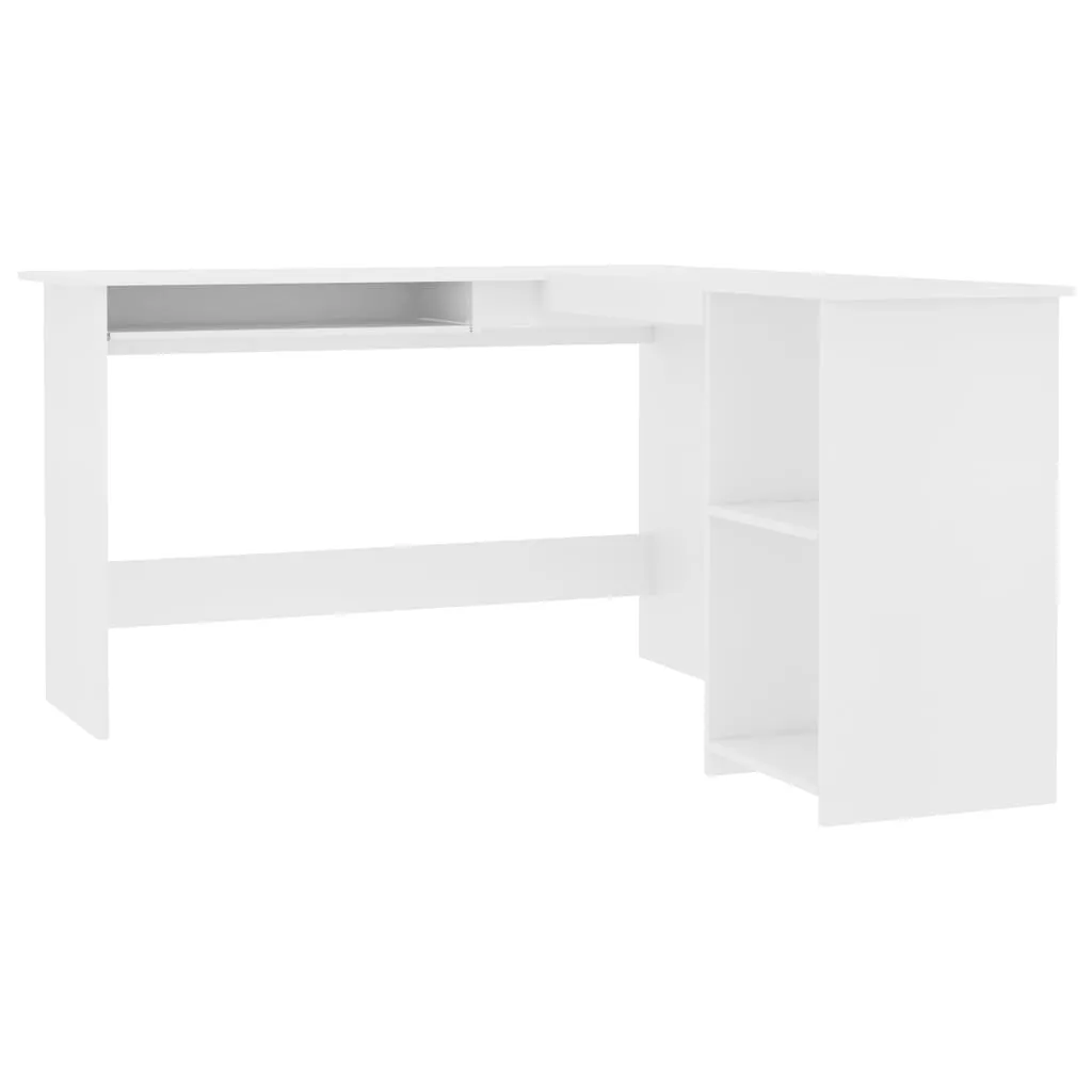 vidaXL L-formet skrivebord hvit 120x140x75 cm konstruert tre