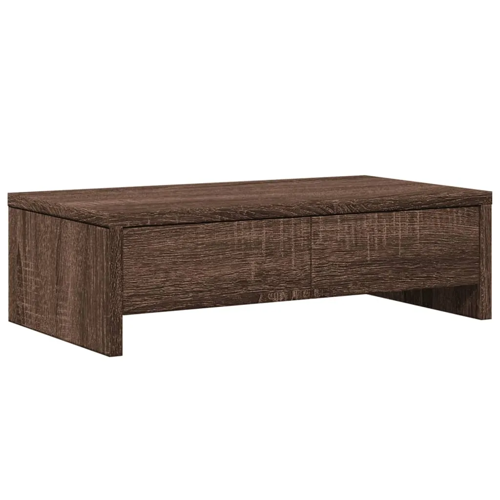 vidaXL Skjermstativ med skuffer brun eik 50x27x15 cm konstruert tre