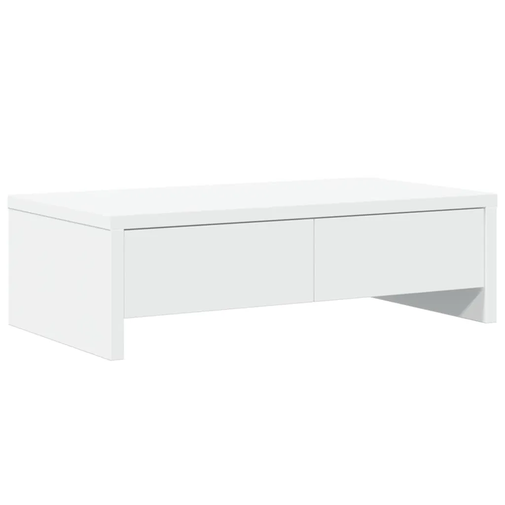vidaXL Skjermstativ med skuffer hvit 50x27x15 cm konstruert tre