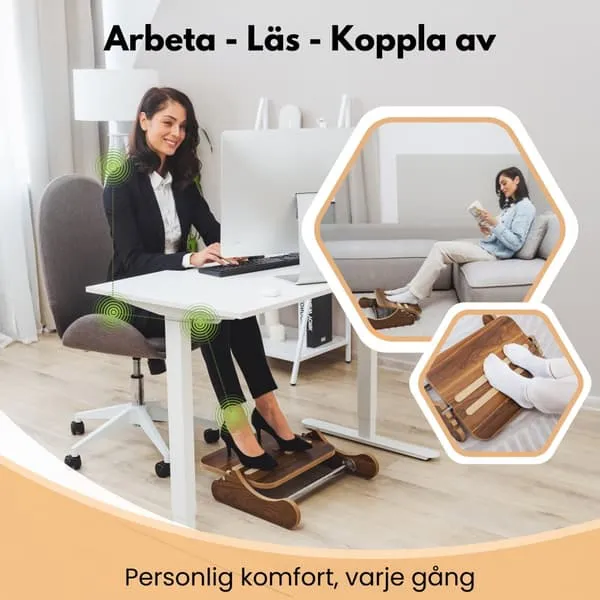 Ergonomisk justerbar fotstøtte i tre til skrivebord, fotpall med 3 trinns høydejustering – komfort for hjem og kontor