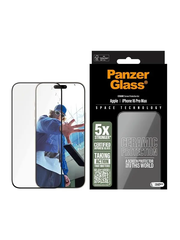 PanzerGlass Ceramic Screen Protector iPhone 16 Pro Max | Ultra-Wide Fit
