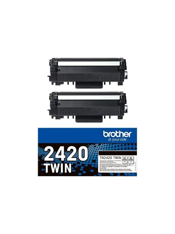Brother TN2420TWIN / TN2420 2-Pack High Capacity Black Toner