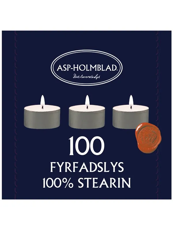 Asp-Holmblad Telyslys Stearin 6t.