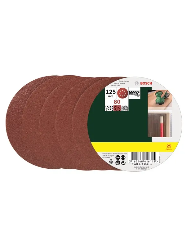 Bosch 25-delers slipepapirsett til eksentersliper, korning 80 G= 80