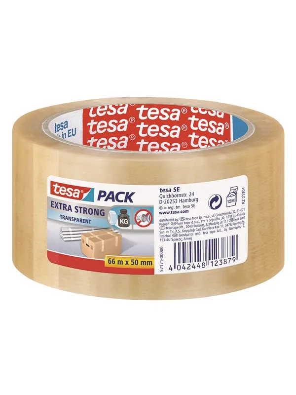 tesa pack Extra Strong Packaging Tape 66m x 50mm Transparent