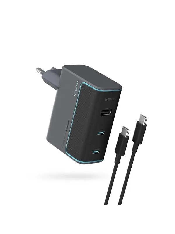 CUKTECH CUKAD1003EUG GaN 100W Wall Charger 2 x USB-C 1 x USB-A with USB-C Cable - Grey
