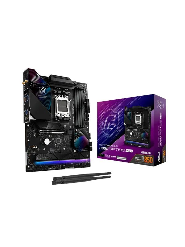 ASRock B850 Riptide WiFi Hovedkort - AMD B850 - AMD AM5 socket - DDR5 RAM - ATX