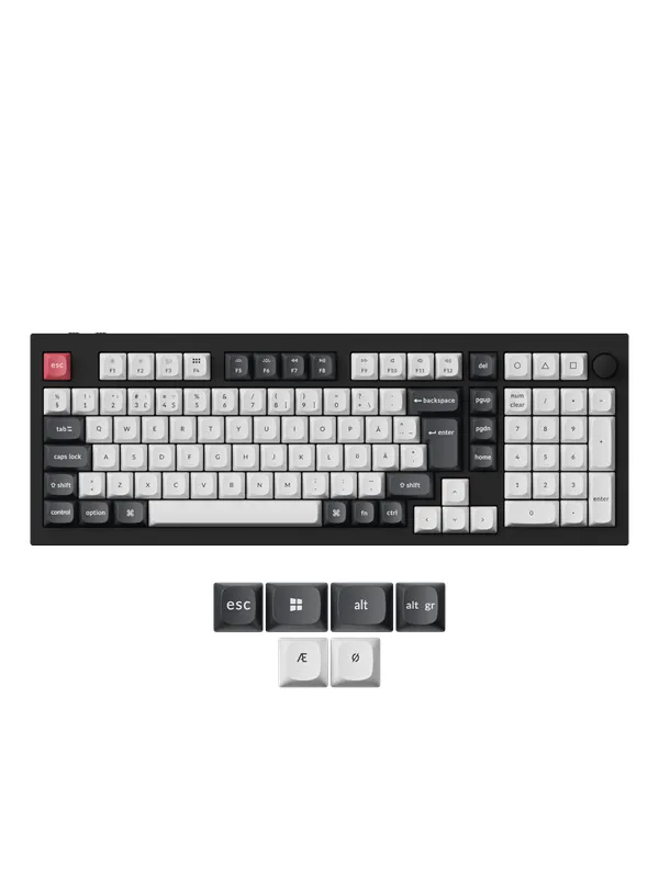 Keychron Q5 HE 96% Knob Wireless Tri-Mode QMK - Gateron 2.0 Magnetic Switch - Carbon Black - Gamingtastatur - Nordisk - Svart