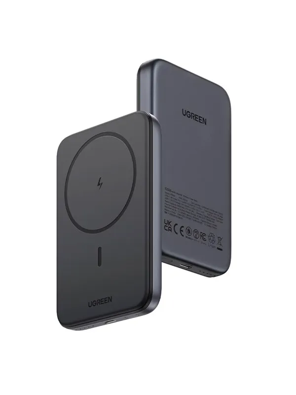 UGREEN 10000mah Magnetisk trådløs Strømbank, Space Grey Nødlader - Grey - 10000 mAh