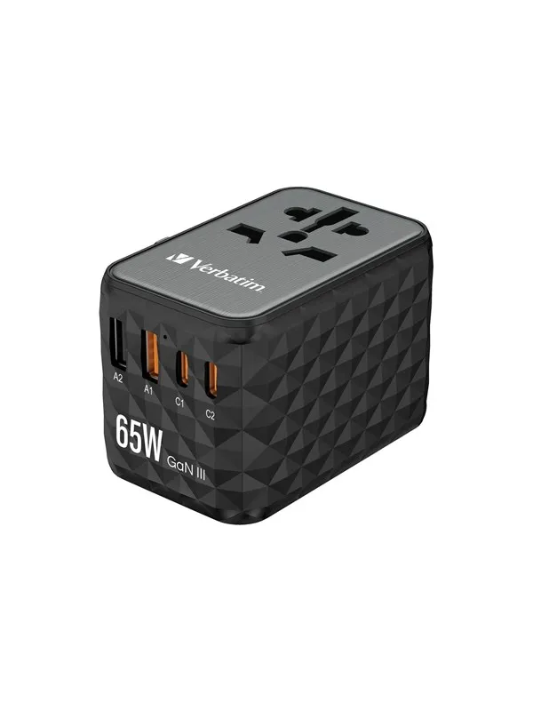 Verbatim UTA-05 Gan III Universal Travel Adapter 65W - 2x USB-C 2x USB-A
