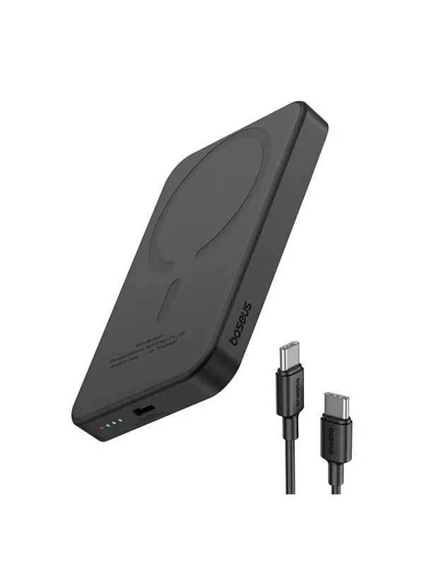 Baseus Magnetic Mini Powerbank 5000mAh USB-C 20W (black) Nødlader - Svart - 5000 mAh
