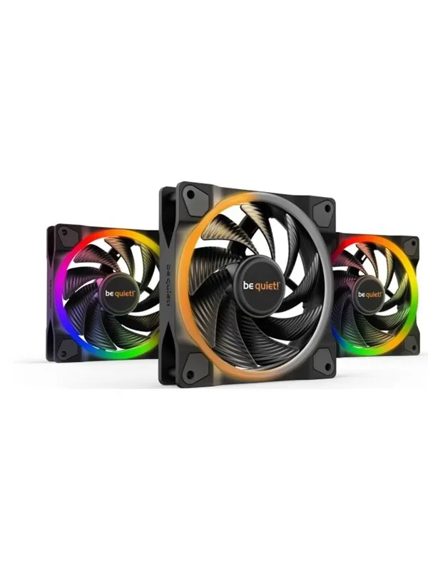 be quiet! LIGHT WINGS 120mm PWM high-speed Triple-Pack - Kabinettvifte - 120mm - Svart med RGB LED-lys - 31 dBA