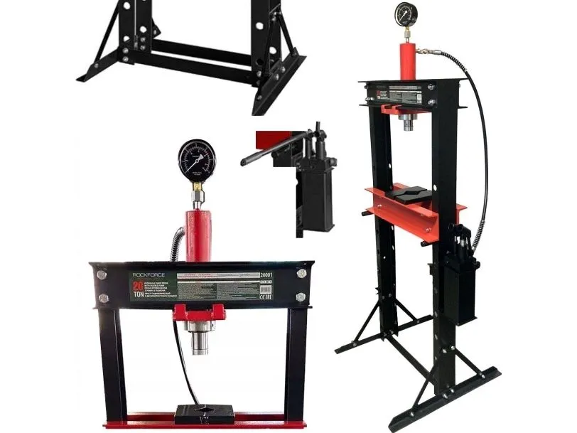 Rockforce 20t hydraulisk verkstedpresse med trykkmåler og dobbel pumpe
