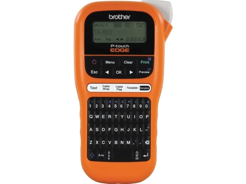 Brother P-Touch PT-E110 - Etikettmaker - S/H - termotransfer - Rull (1,2 cm) - 180 dpi - inntil 20 mm/sek - kutter - 2-linjers utskrift - svart, or...