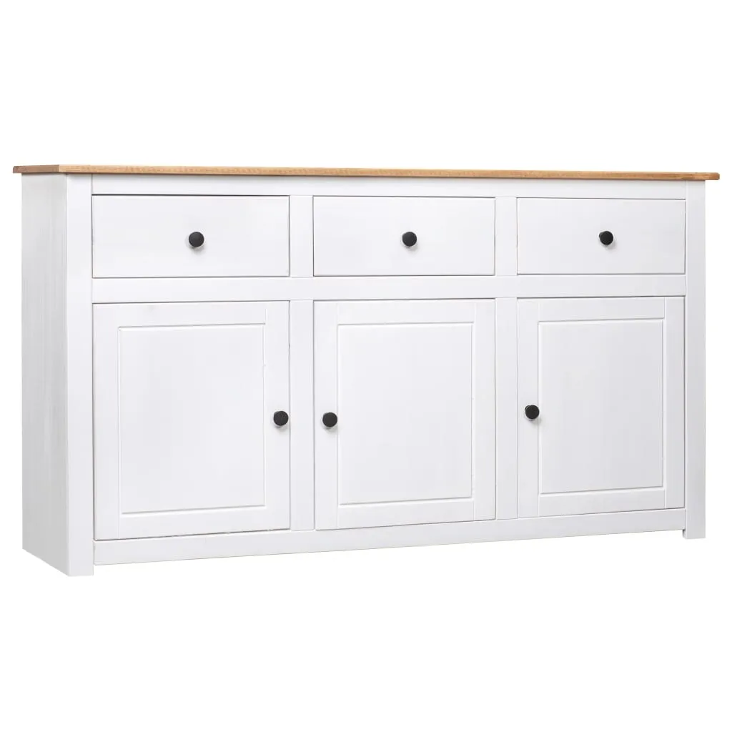 vidaXL Skjenk hvit 135x40x80 cm heltre furu Panama Range