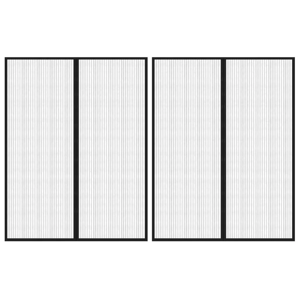 vidaXL Insektsgardiner for dør 2 stk med magnetblokker svart 230x160cm