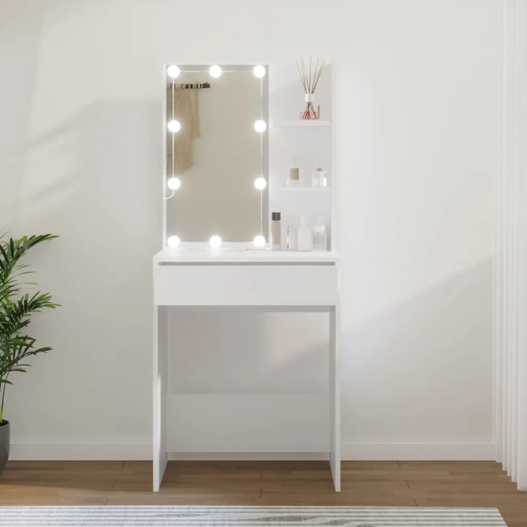 vidaXL Sminkebord med LED hvit 60x40x140 cm