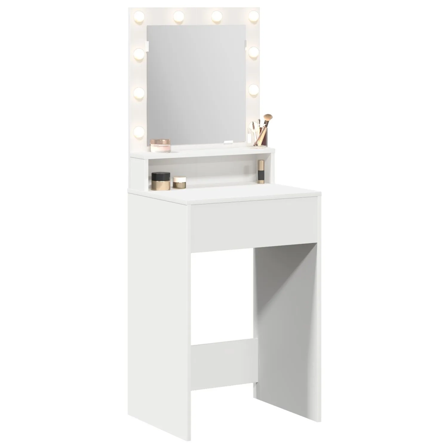 vidaXL Sminkebord med speillys Hvit 50 x 41 x 135 cm Konstruert tre