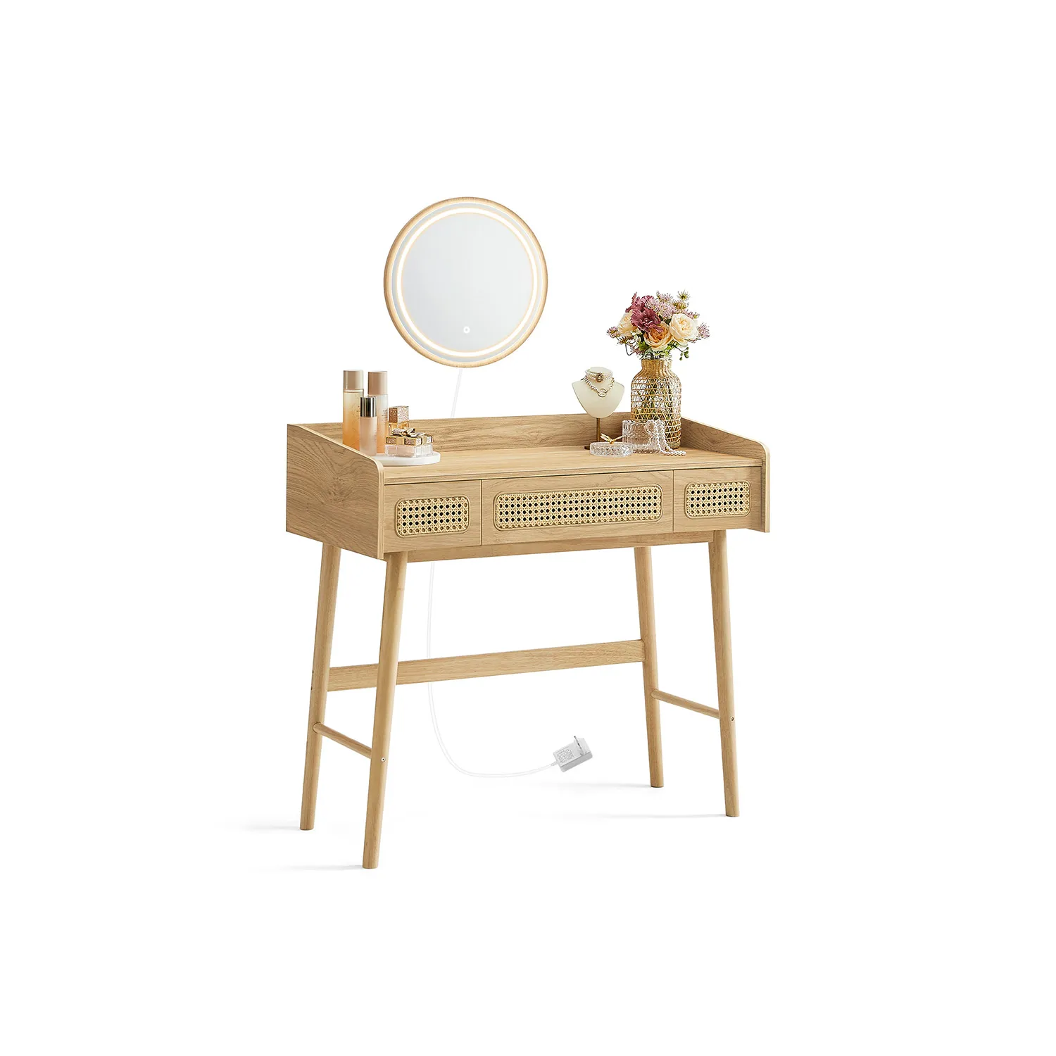 Sminkebord, 43x90x82 cm, Eik Beige