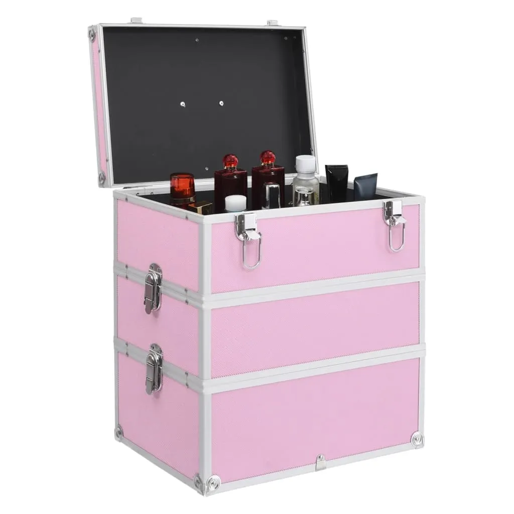 vidaXL Sminkeveske 37x24x40 cm rosa aluminium