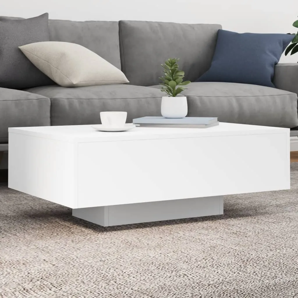vidaXL Salongbord med LED-lys hvit 85x55x31 cm