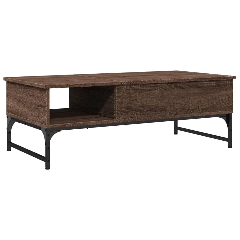 vidaXL Salongbord brun eik 100x50x35 cm konstruert tre og metall