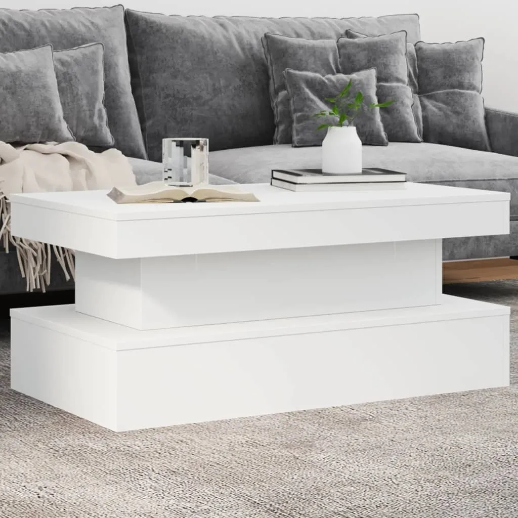 vidaXL Salongbord med LED-lys hvit 90x50x40 cm