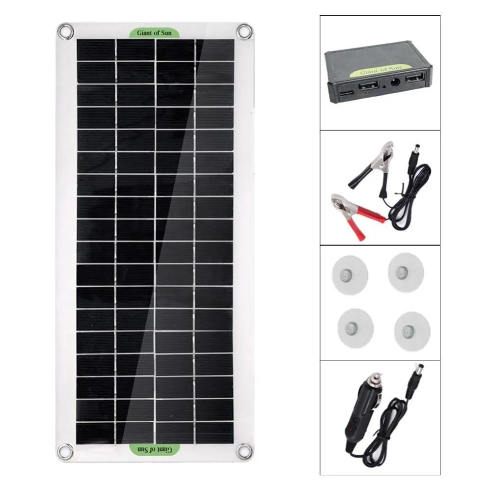 30W bærbar solcellepanel solladekontroller for campingbilbåt
