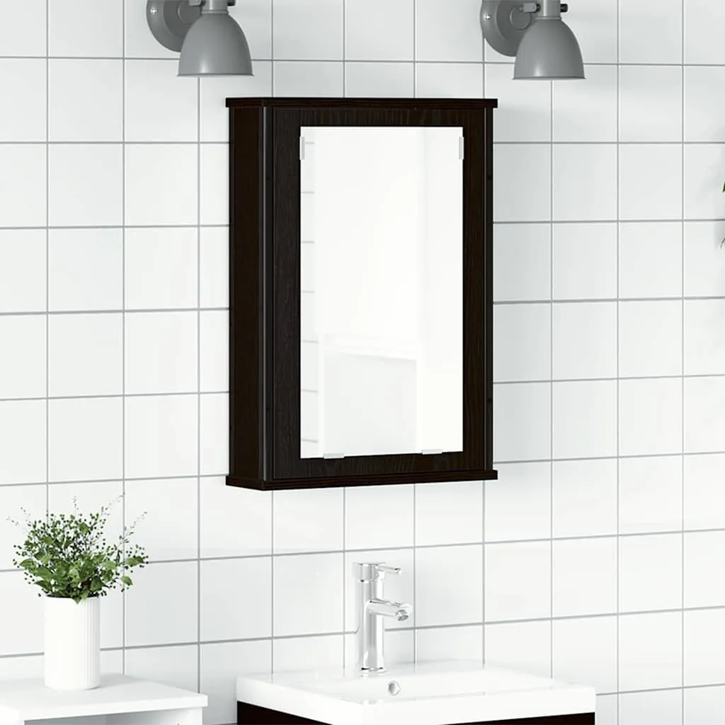 vidaXL Baderomsskap med speil svart eik 42x12x60 cm konstruert tre