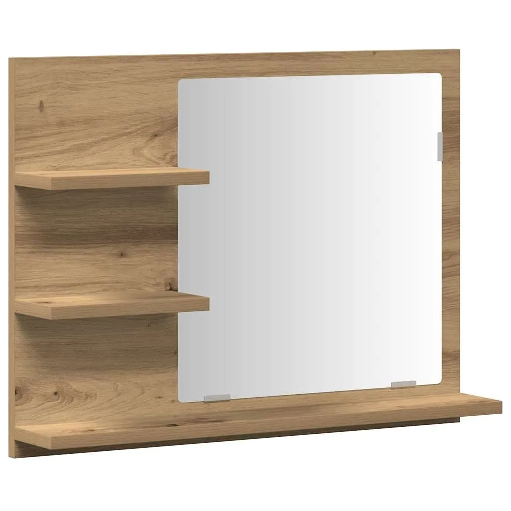 vidaXL Baderomshylle med speil artisan eik 60x10,5x45 cm