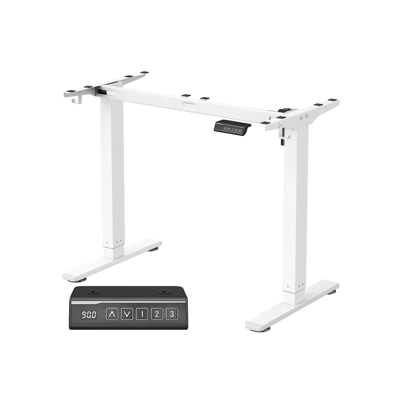 Justerbart elektrisk skrivebordsstativ, 59,6x90-140x72-120 cm, Hvit