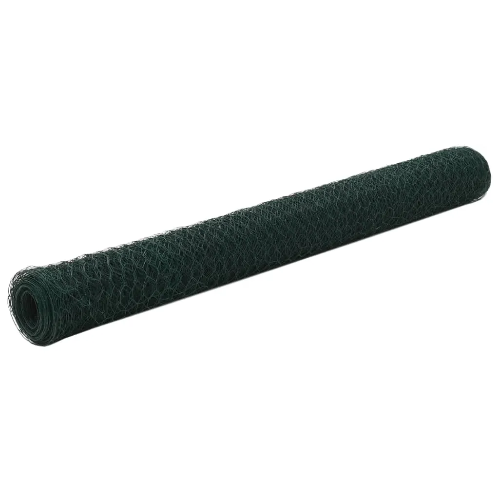 vidaXL Trådgjerde kylling stål med PVC-belegg 25x1,2 m grønn