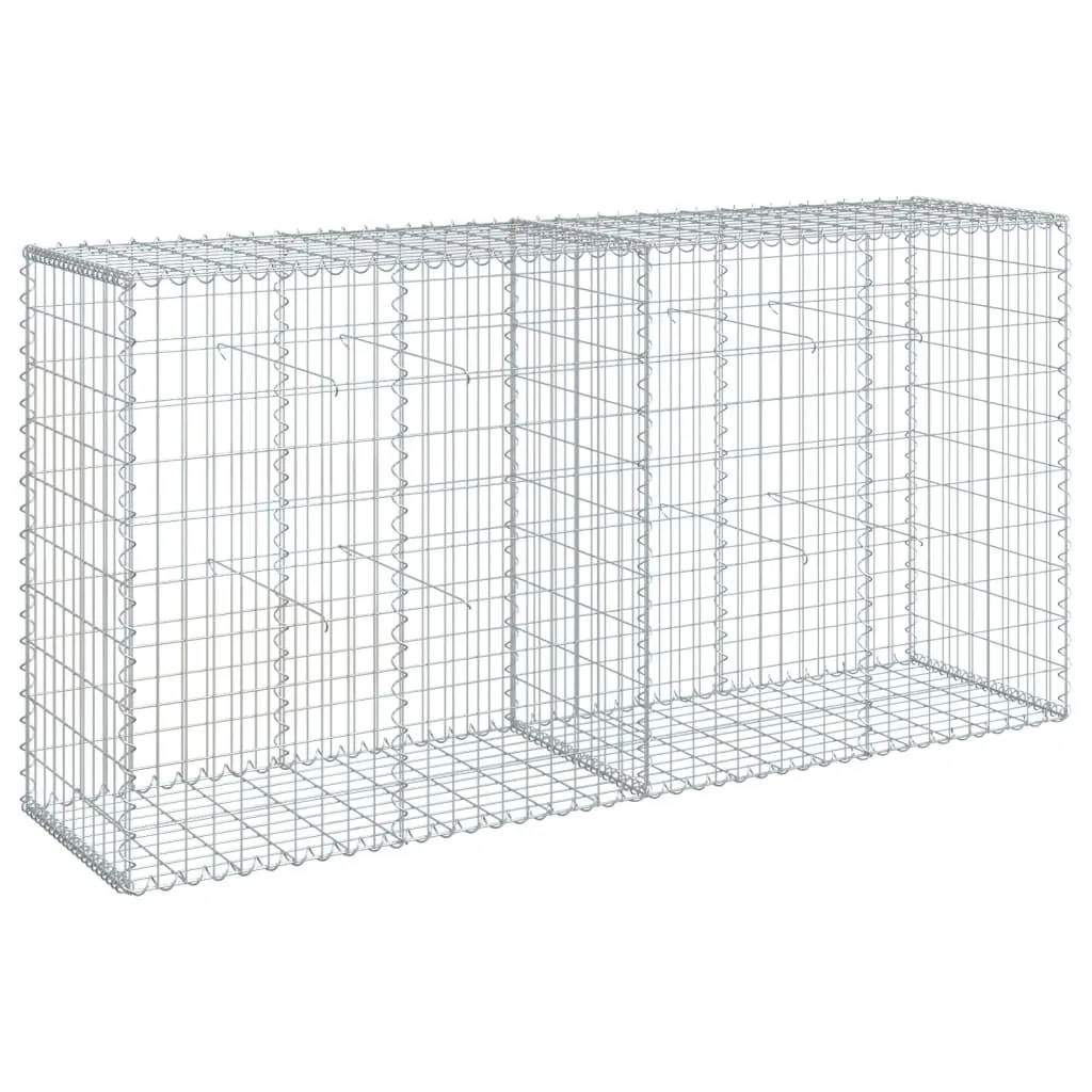 vidaXL Gabionkurv med deksel 200x50x100 cm galvanisert jern