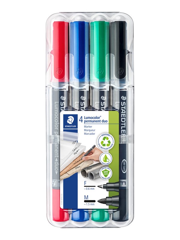 Staedtler perm. marker Lumocolor duo 4pcs box